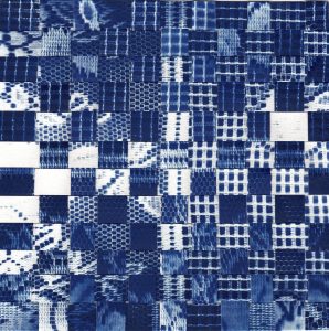 Cyanotype de dentelle tressé sur papier aquarelle, 2025.