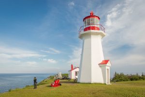 Cap-Gaspé et la péninsule du parc national Forillon vu des airs. 