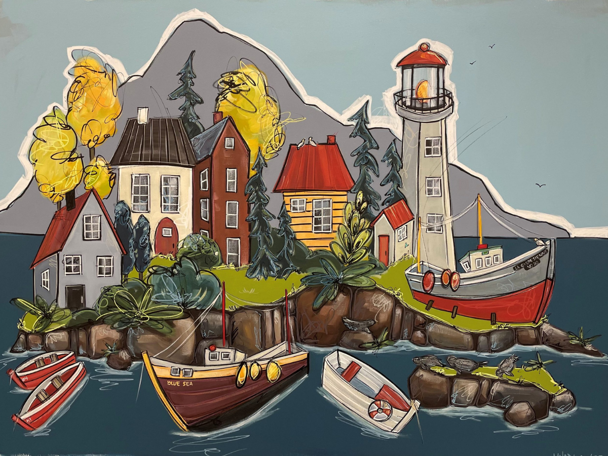 La Gaspésienne dans son village, oeuvre de Marlène Nadeau